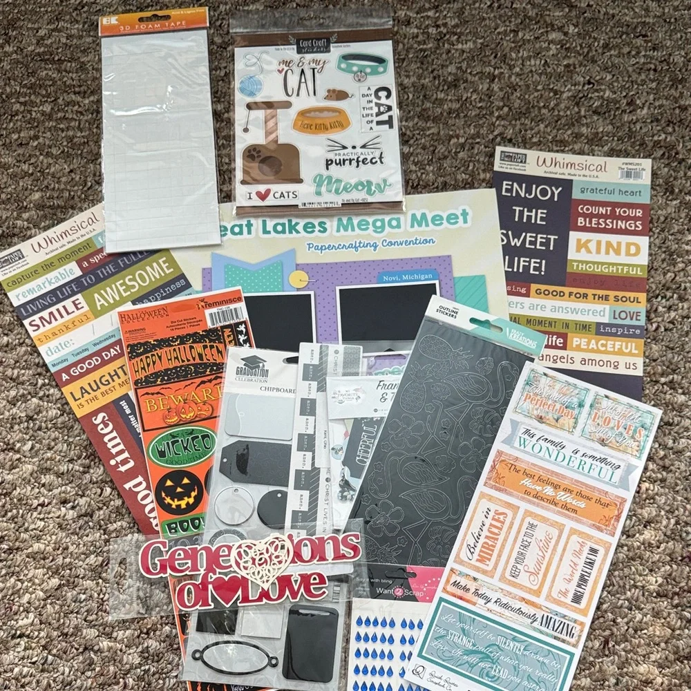 Assorted Scrapbooking Sticker and Embellishment Pack - Multi-Color - Picture 1 of 1